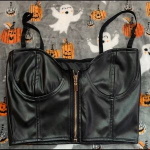 Leather Corset Crop Top